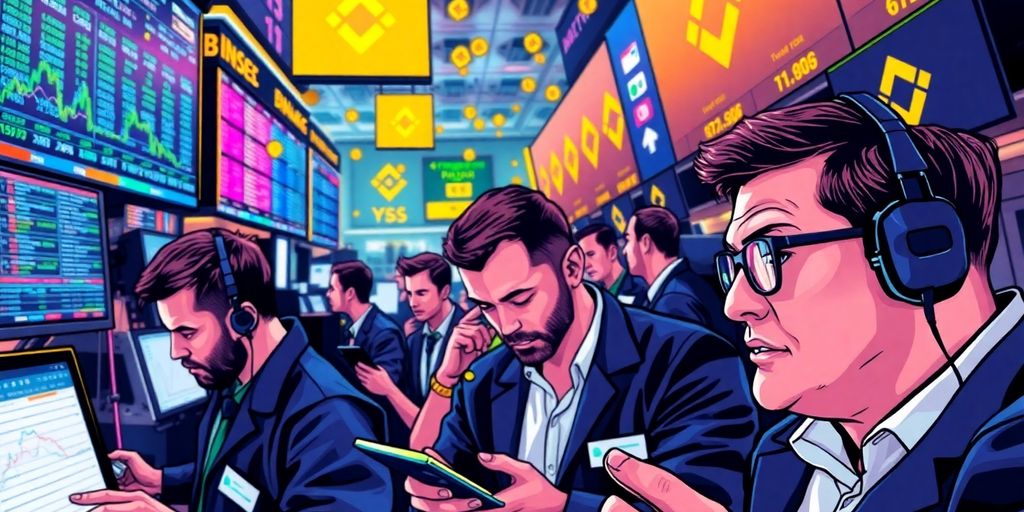 Traders engaged in cryptocurrency trading at Binance.