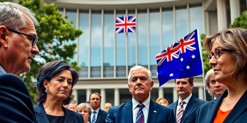 Australian MPs discussing crypto regulations at Parliament House.